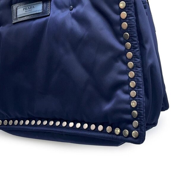 PRADA etiquette tote Nylon/Leather Navy/Light Blue - Picture 7 of 15